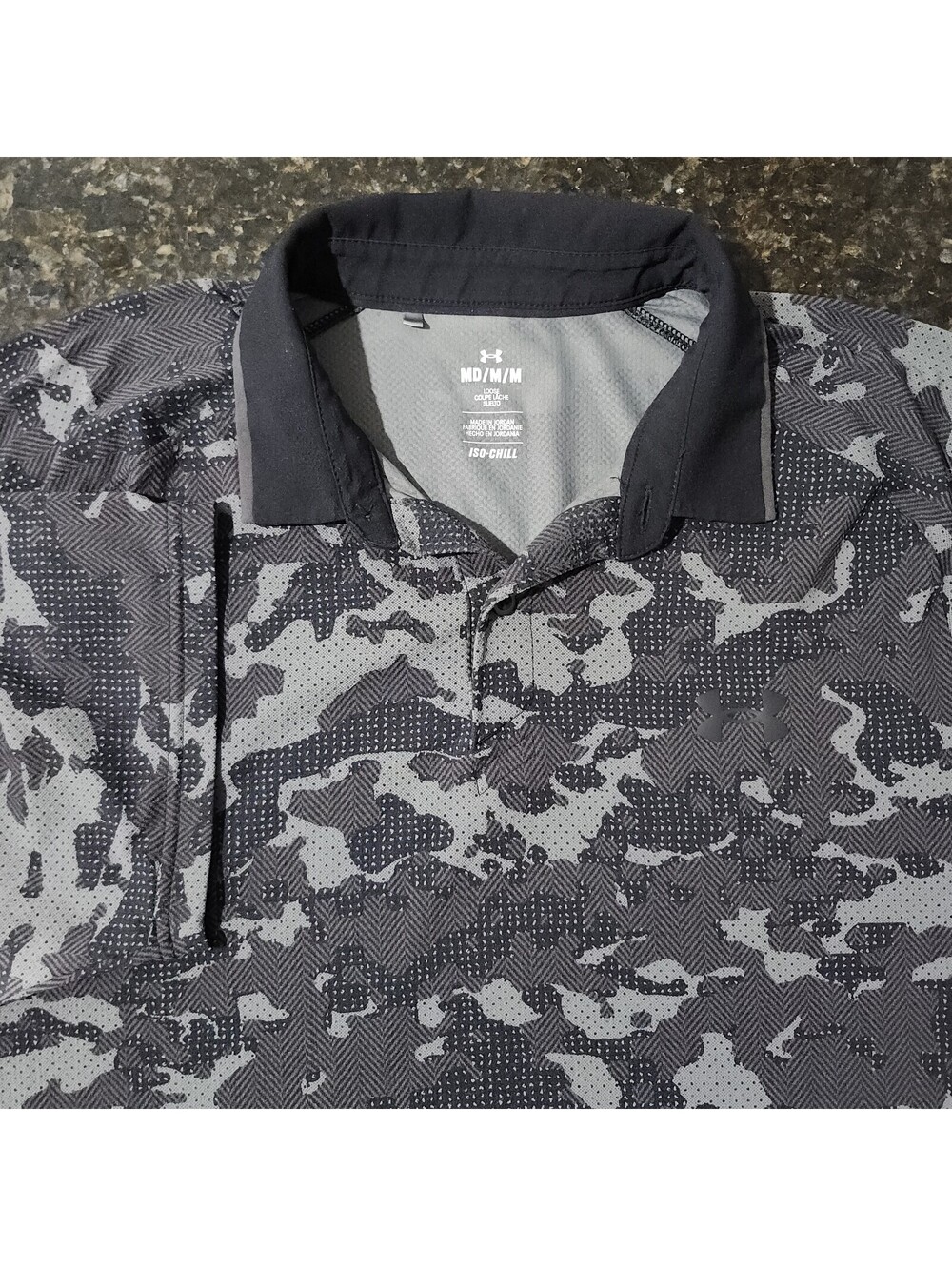 Under Armour ISO-CHILL Camo Performance Stretch Loose Golf Shirt Tour PGA Medium